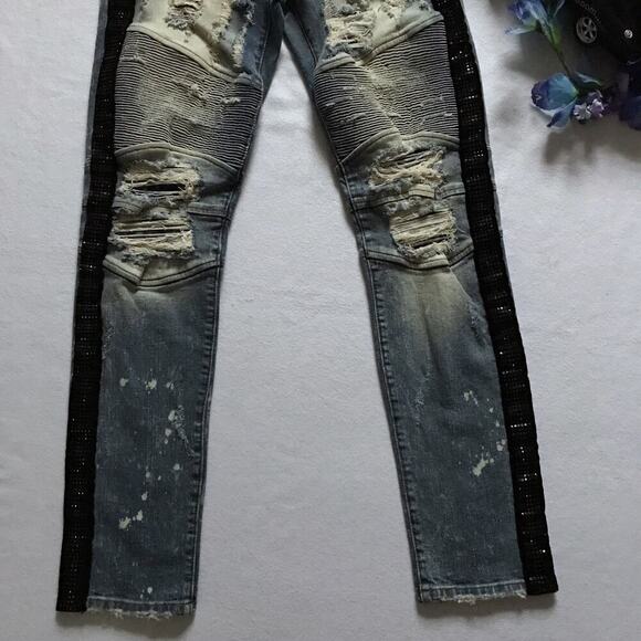 Preme NWOT Medium Stone Wash Distressed Skinny Jean Men 32 - Picture 4 of 10